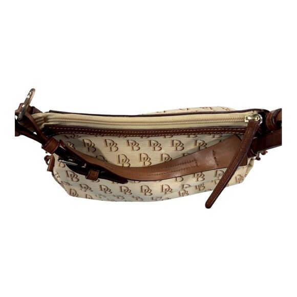 Dooney and Bourke Cream and Tan Signature Satchel Shoulder Bag - Picture 2 of 13